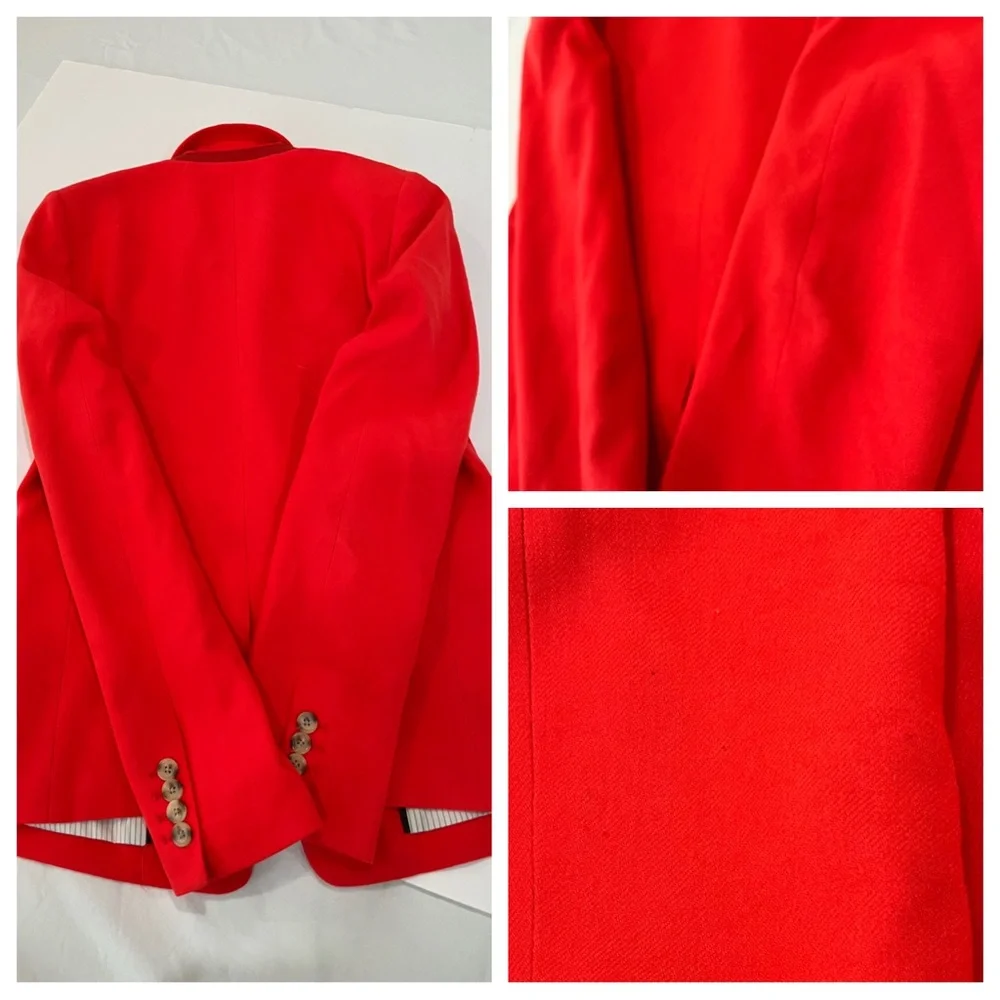 J. Crew Regent Wool Single Breasted Button Red Suit Jacket Blazer Coat 2 2T TALL